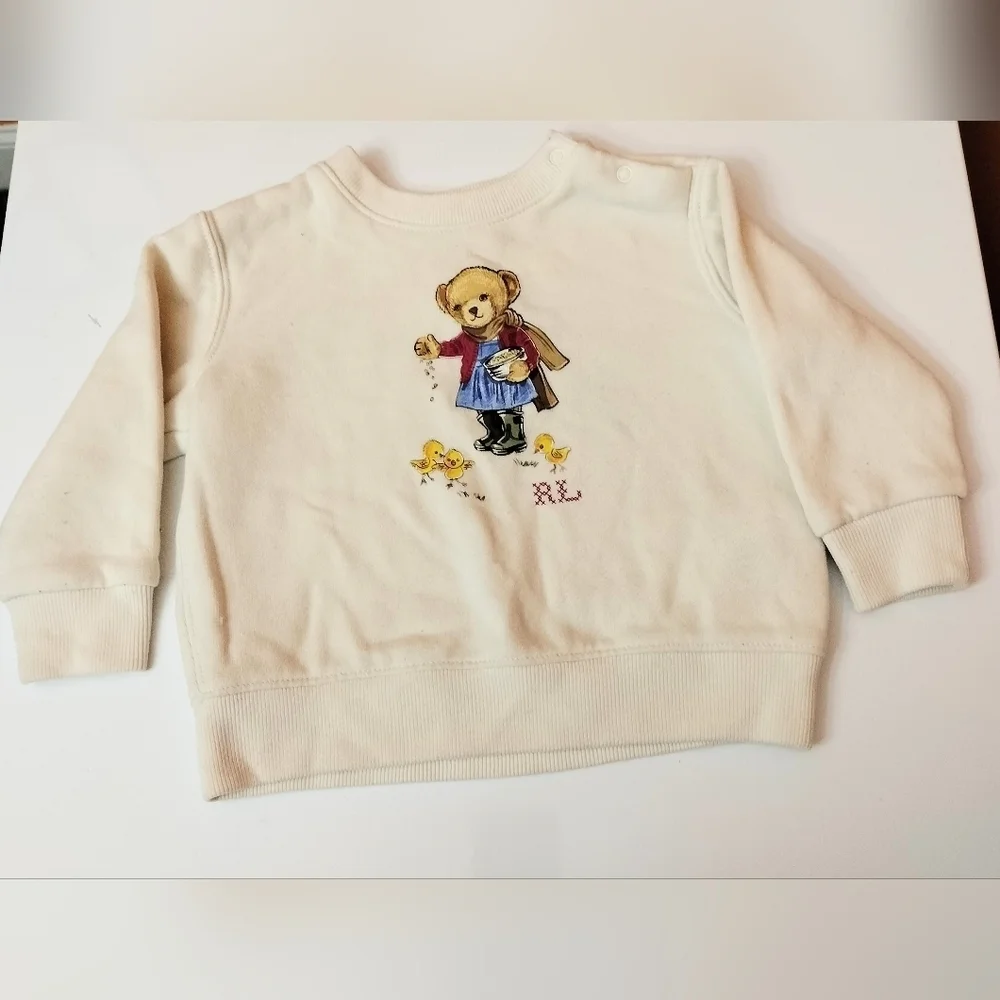 Ralph Lauren 9 Months Cream Sweatshirt with Teddy Bear Design🧸🧸🧸🧸